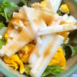 サクサクツルツル☆長芋とゆで卵とレタスのサラダ